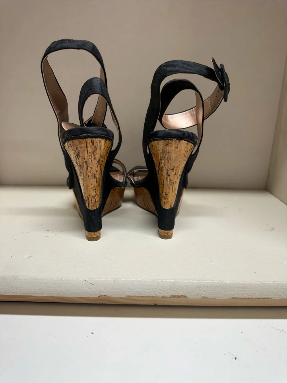 BCBGeneration Black Cork Platform Ankle-Strap Sandals